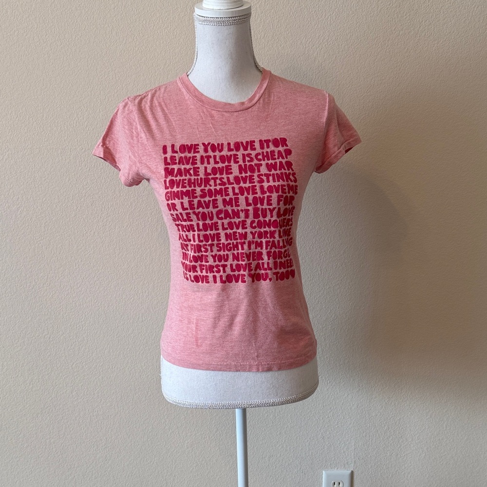 American Eagle Outfitters Pink Love Text Tee